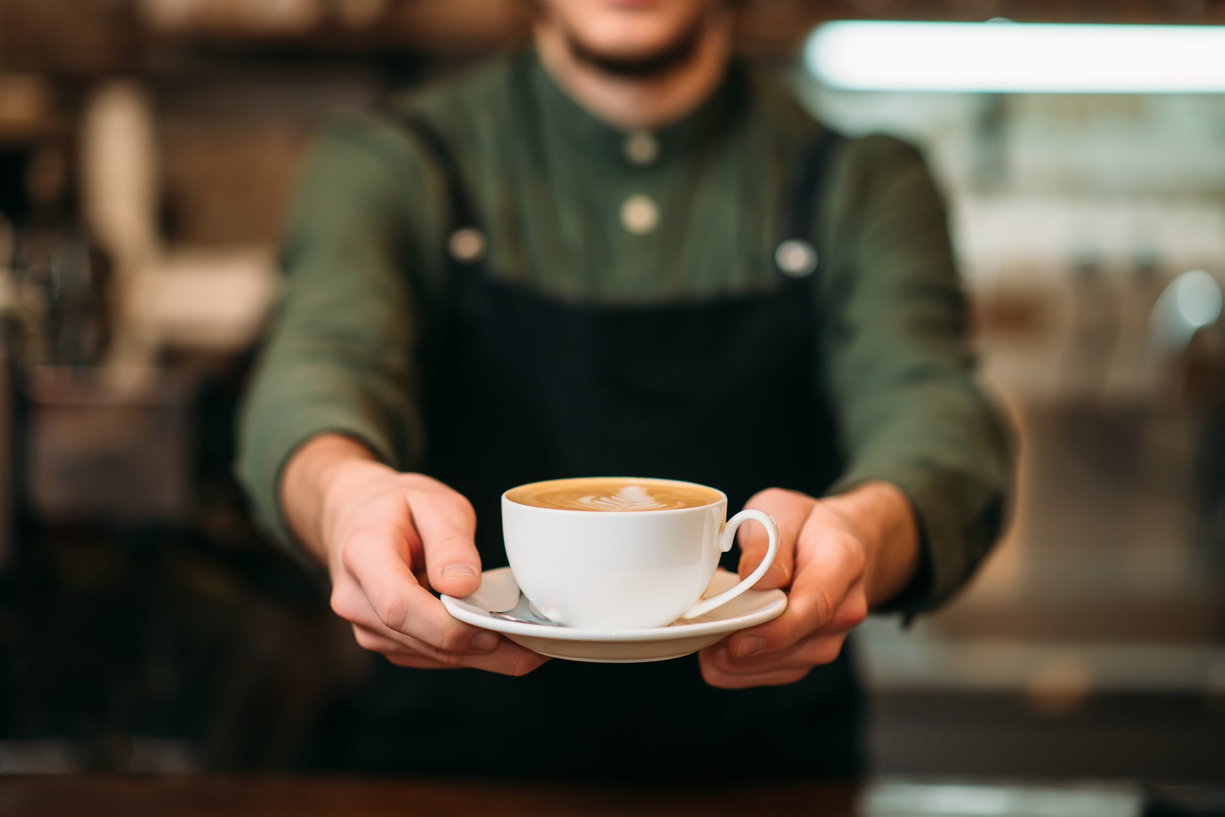 Coffee handed over the counter